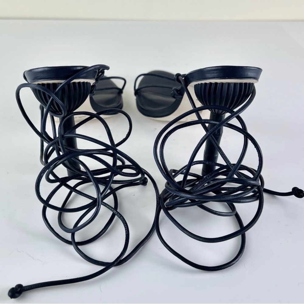 NEW CULT GAIA NAVY LEATHER STRAPPY SANDALS - Picture 7 of 14